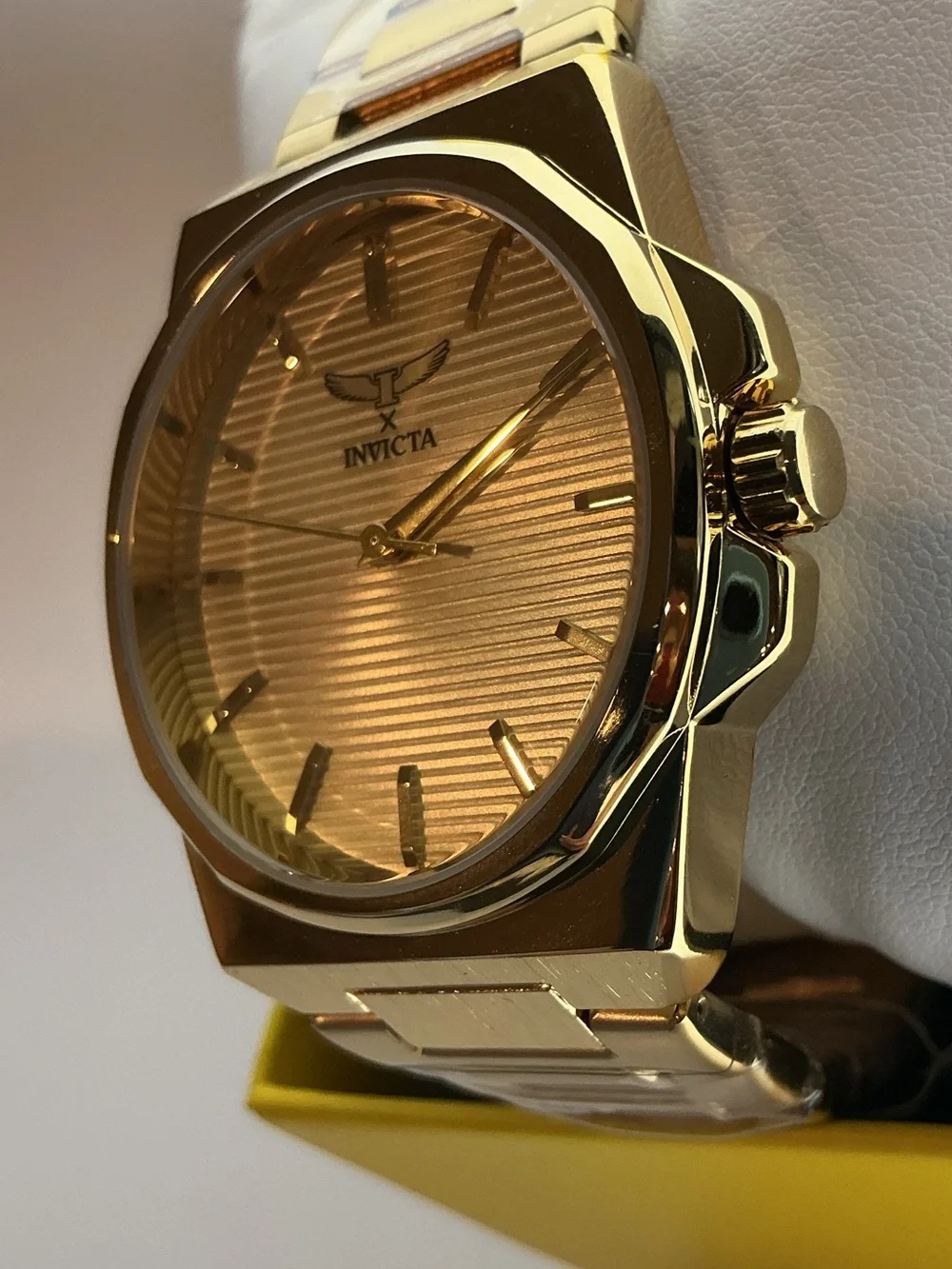 Invicta Men’s Gold Stainless Steel Bracelet Watch with Textured Gold Dial